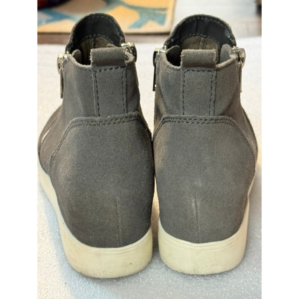 Dr. Scholls Wedgie Leather Wedge Sneaker Booties Grey Ankle Boots Mens Size 8.5 - Picture 6 of 10